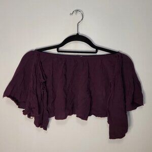 Don't Ask Why Off-Shoulder Purple Crop Top (One Size)